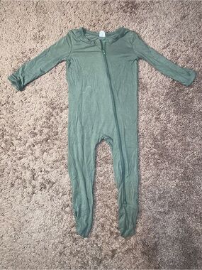 HAPIU Bamboo Baby Footed Sleeper Pajamas Green Zip Up One Piece 12 18 M